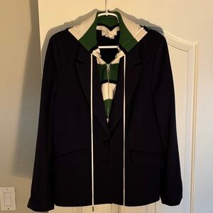 Anthropologie navy Blazer with zip out hoodie